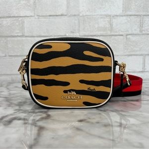 Coach Mini Dempsey Camera Bag Crossbody With Tiger Print